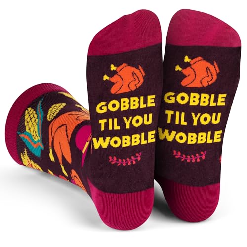 Lavley Gobble Til You Wobble Thanksgiving Socks