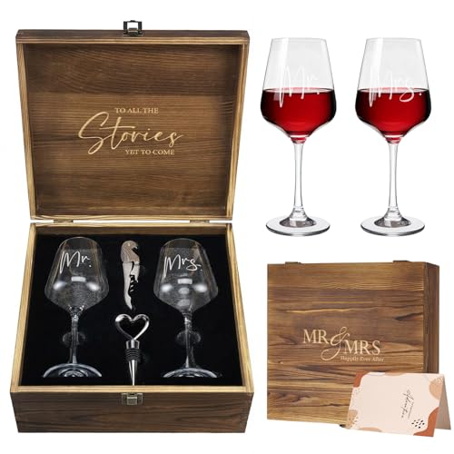 AW BRIDAL Mr and Mrs Wine Glasses Wedding Gifts for…