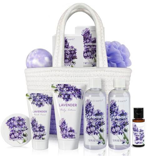 BODY & EARTH Spa Gift Baskets for Women 11pcs Lavender…