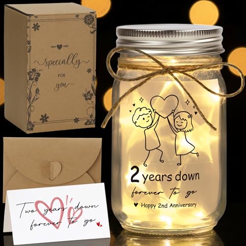 2nd Anniversary Mason Jar Night Light Gift